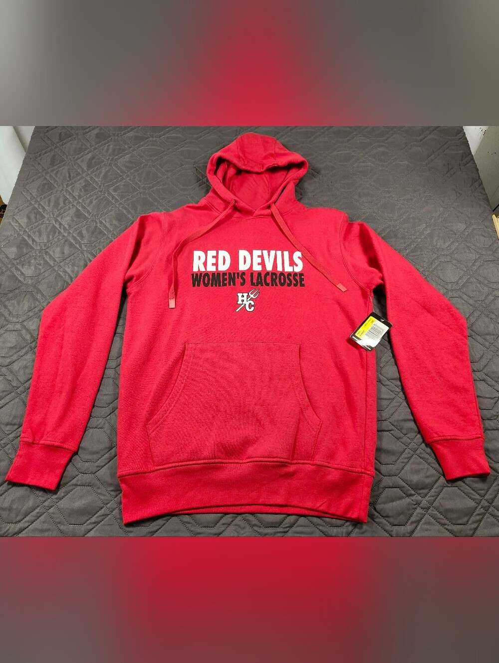 "Red Devils Women's Lacrosse" red pullover hoodie drawstring hood Size SML
